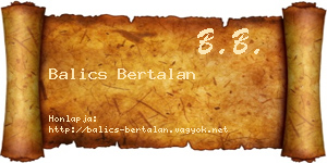 Balics Bertalan névjegykártya